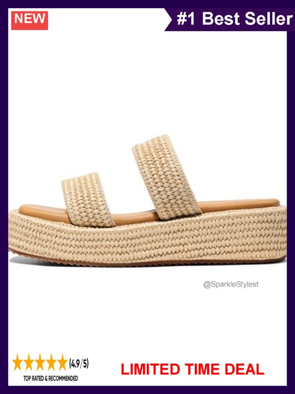 Womens Platform Espadrille Sandals Wedge Heel Slip On Beach Summer Shoes